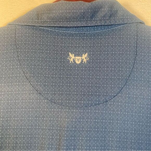 Hickey Freeman Blue Geo Design Short Sleeve Polo Shirt Size XXL - Picture 7 of 12